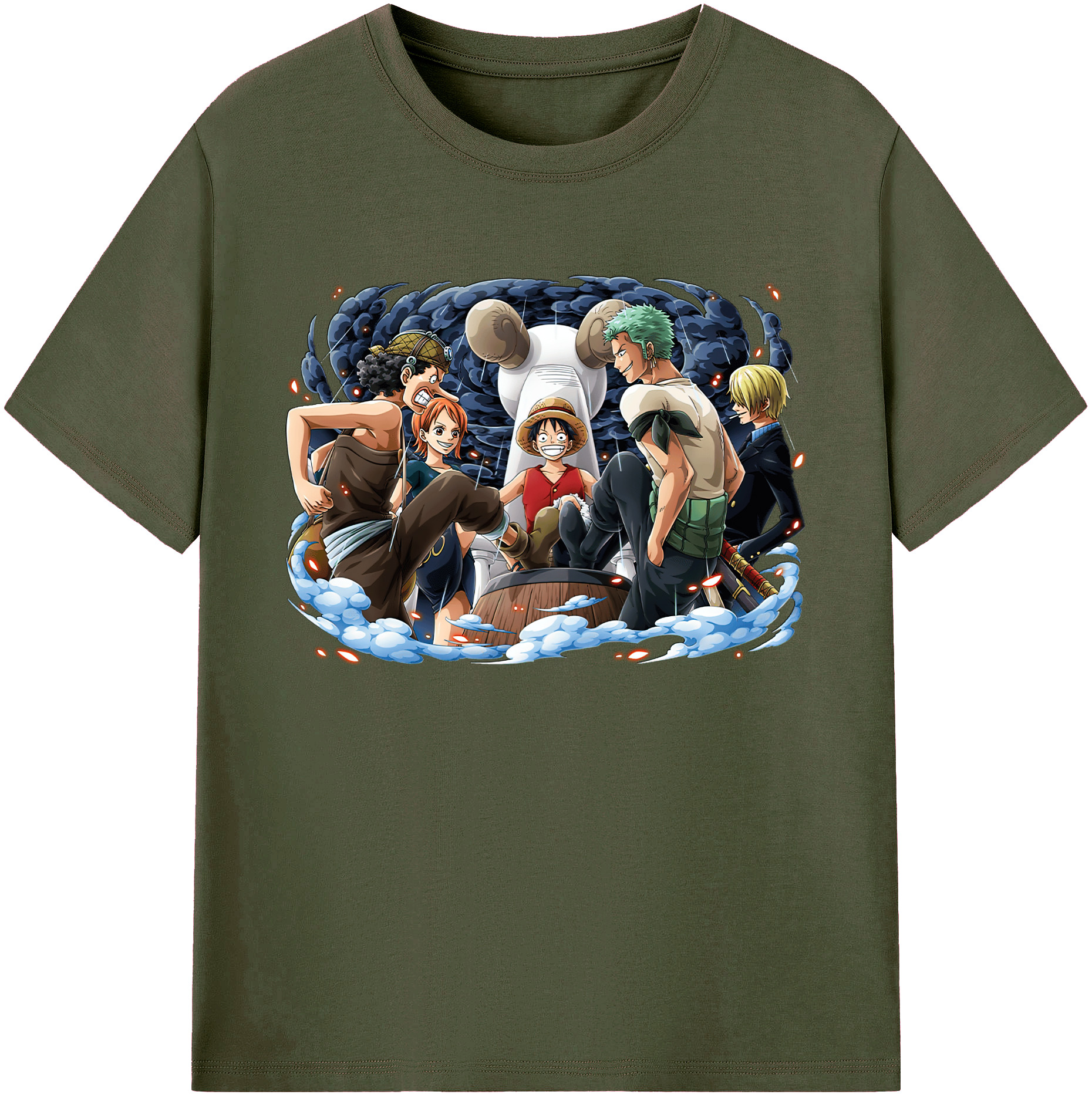 ワンピース モンキー・D・ルフィ ONE PIECE Monkey D. Luffy 綿100％ メンズ半袖Tシャツ｜肌触りやわらか＆通気性